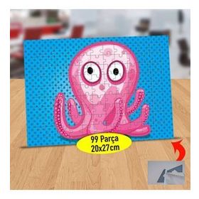 804 Pembe Renkli Şaşkın Ahtapot 99 Parça Puzzle Yapboz Tablo