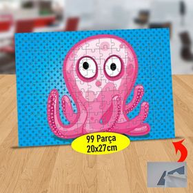 804 Pembe Renkli Şaşkın Ahtapot 99 Parça Puzzle Yapboz Tablo