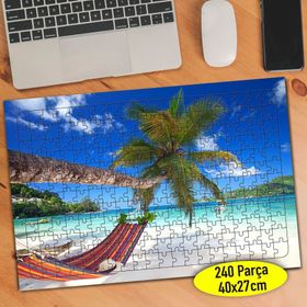 80525199 Palmiye Ağacı ve Hamak Tatil 240 Parça Puzzle Yapboz