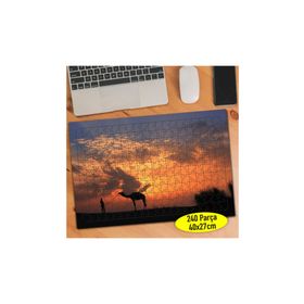 8069 Gün Batımında Deve ve İnsan Silüeti 240 Parça Puzzle Yapboz