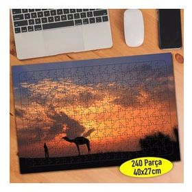 8069 Gün Batımında Deve ve İnsan Silüeti 240 Parça Puzzle Yapboz