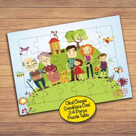 8147 Mutlu Aile Resmi 24 Parça Çocuklara Özel Yapboz Tablo