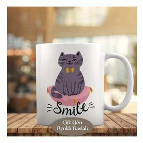 818 Sevimli Gülümseyen Mutlu Kedi Kupa Bardak