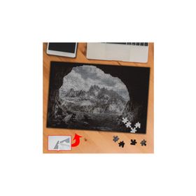 819 Mağara Siyah Beyaz Dağlar 240 Parça Puzzle Yapboz Tablo