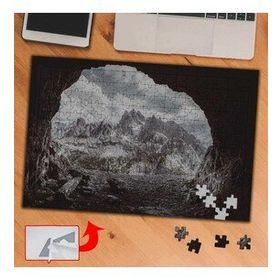 819 Mağara Siyah Beyaz Dağlar 240 Parça Puzzle Yapboz Tablo
