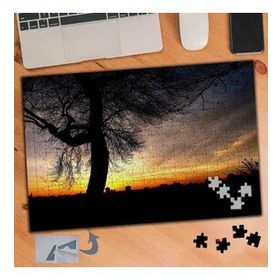 822 Gün Batımında Ağaç Silüeti 240 Parça Puzzle Yapboz Tablo