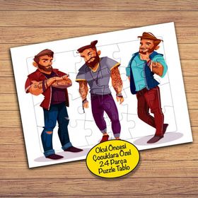 825 Modern Kıyafetli Gençler 24 Parça Çocuklara Özel Yapboz Tablo