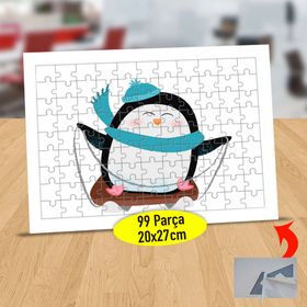 83 Kızakta Kayan Neşeli Penguen 99 Parça Puzzle Yapboz Tablo