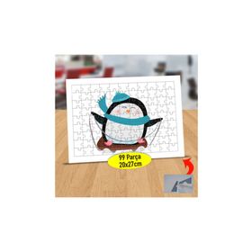 83 Kızakta Kayan Neşeli Penguen 99 Parça Puzzle Yapboz Tablo