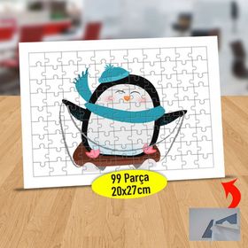 83 Kızakta Kayan Neşeli Penguen 99 Parça Puzzle Yapboz Tablo