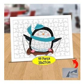 83 Kızakta Kayan Neşeli Penguen 99 Parça Puzzle Yapboz Tablo