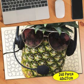 83555064 Dj Gözlüklü Çılgın Ananas Meyve 240 Parça Puzzle Yapboz