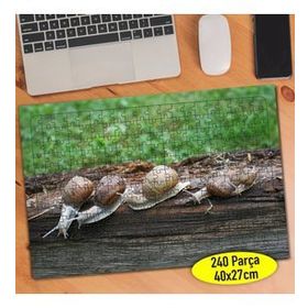 83610282 Tahta Üzerinde Salyangoz Ailesi 240 Parça Puzzle Yapboz