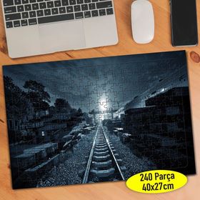 84258673 Dolunay Manzaralı Tren Rayları 240 Parça Puzzle Yapboz