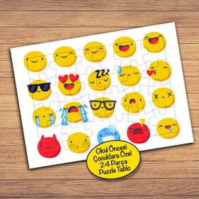 843 Emoji Smiley Surat Kolyajı 24 Parça Çocuklara Özel Yapboz Tablo