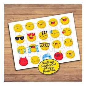843 Emoji Smiley Surat Kolyajı 24 Parça Çocuklara Özel Yapboz Tablo