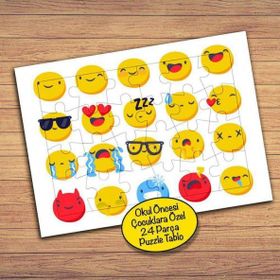 843 Emoji Smiley Surat Kolyajı 24 Parça Çocuklara Özel Yapboz Tablo