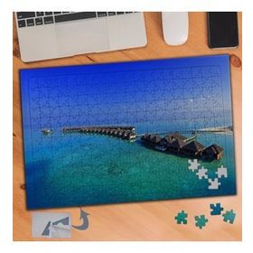 843 Mavi Deniz Ortasında Evler 240 Parça Puzzle Yapboz Tablo
