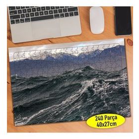 84591602 Dalgalı Deniz ve Dağ Manzarası 240 Parça Puzzle Yapboz