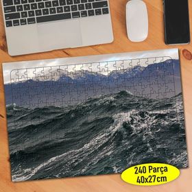 84591602 Dalgalı Deniz ve Dağ Manzarası 240 Parça Puzzle Yapboz