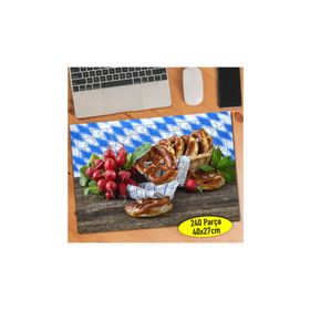 846 Hasır Piknik Sepetinde Simit Yiyecek 240 Parça Puzzle Yapboz