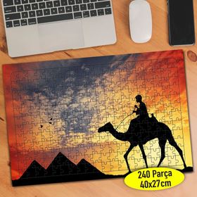 846 Mısır Piramiti ve Deve Üstünde İnsan 240 Parça Puzzle Yapboz
