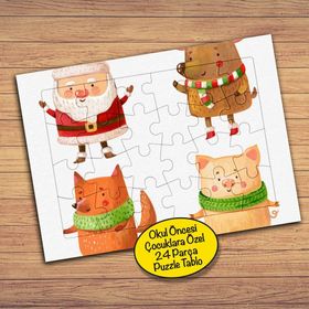 849 Yılbaşı Noel Baba Ve Hayvanlar 24 Parça Çocuklara Özel Yapboz Tablo