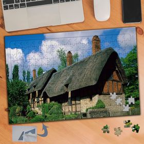852 Ağaç Ve Sevimli Şirin Taş Evler 240 Parça Puzzle Yapboz Tablo