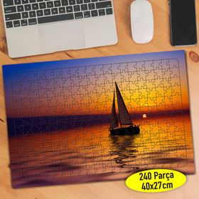 858151 Denizde Yelkendi Tekne Manzara 240 Parça Puzzle Yapboz