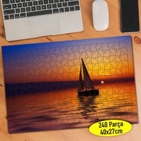 858151 Denizde Yelkendi Tekne Manzara 240 Parça Puzzle Yapboz