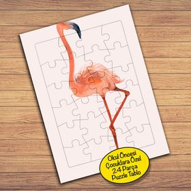 86936 Flamingo Bird Family Çocuklara Özel Puzzle Yapboz Tablo