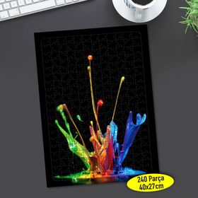 8740 Siyah Zeminde Renkli Boya Sıçraması 240 Parça Puzzle Yapboz
