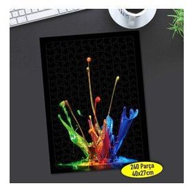 8740 Siyah Zeminde Renkli Boya Sıçraması 240 Parça Puzzle Yapboz
