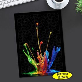 8740 Siyah Zeminde Renkli Boya Sıçraması 240 Parça Puzzle Yapboz