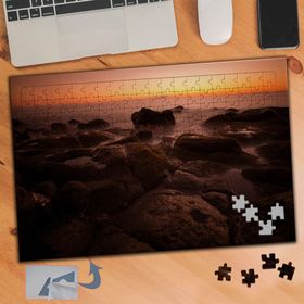 878 Taşlıklar ve Gün Batımı Manzarası 240 Parça Puzzle Yapboz Tablo