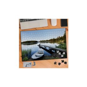 886 Kıyıdaki Sandal Göl Manzarası 240 Parça Puzzle Yapboz Tablo