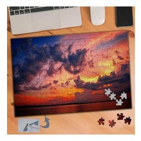 887 Bulutlu Kızıl Gökyüzü Ve Deniz 240 Parça Puzzle Yapboz Tablo