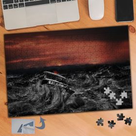 895 Hırçın Dalgalar Arasında Tekne 240 Parça Puzzle Yapboz Tablo