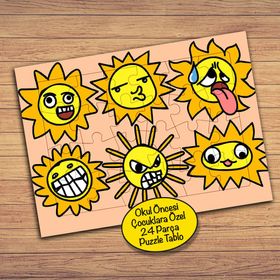 89PZ Güneşin Komik Halleri Çocuklara Özel Puzzle Yapboz Tablo