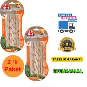 8in1 Delights Twisted Sticks Tavuk Etli Burgu 2x55 gr Köpek Ödülü