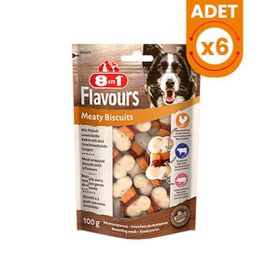 8in1 Flavours Meaty Biscuits Kıtır 6x100 gr Köpek Ödül Maması
