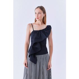 8stil Tek Omuzlu Siyah Kadın Bluz