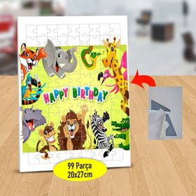 9 Happy Birthday Yazılı Hayvanlar 99 Parça Puzzle Yapboz Tablo
