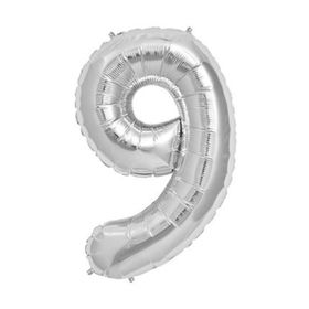 9 Rakam Gümüş 90 cm Folyo Balon