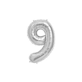 9 Rakam Gümüş 90 cm Folyo Balon