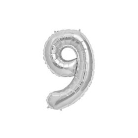 9 Rakam Gümüş 90 cm Folyo Balon