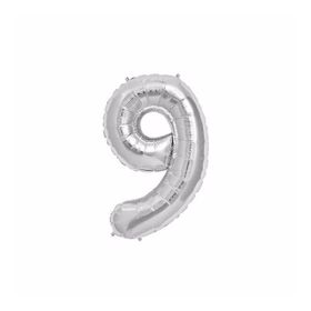 9 Rakam Gümüş 90 cm Folyo Balon