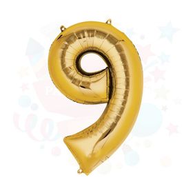 9 Rakamı Altın Folyo Balon