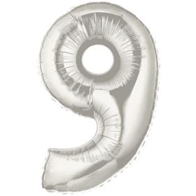 9 Rakamı Gümüş 40 cm Folyo Balon