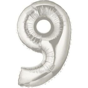 9 Rakamı Gümüş 40 cm Folyo Balon
